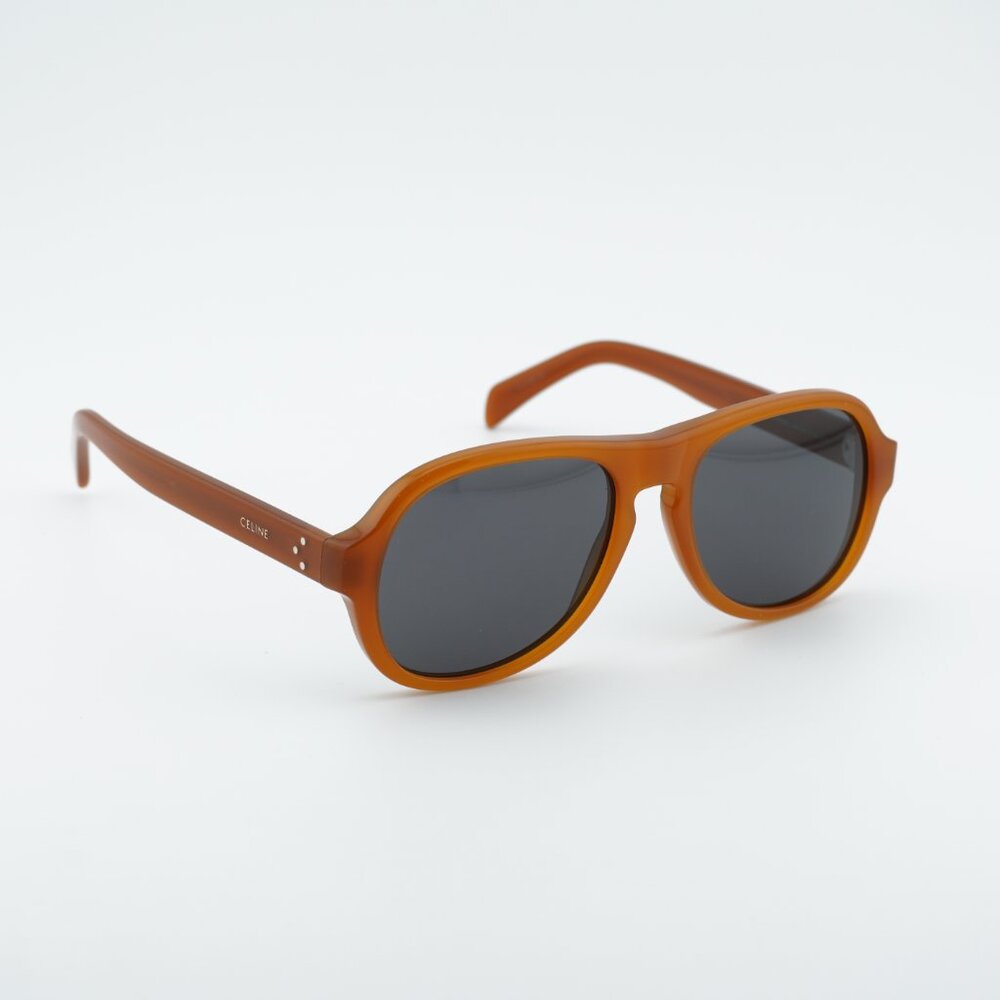 Celine CL40298I 45A CELINE 3 DOTS Sunglasses Brown Aviator Frame, Grey Lenses - Picture 4 of 9